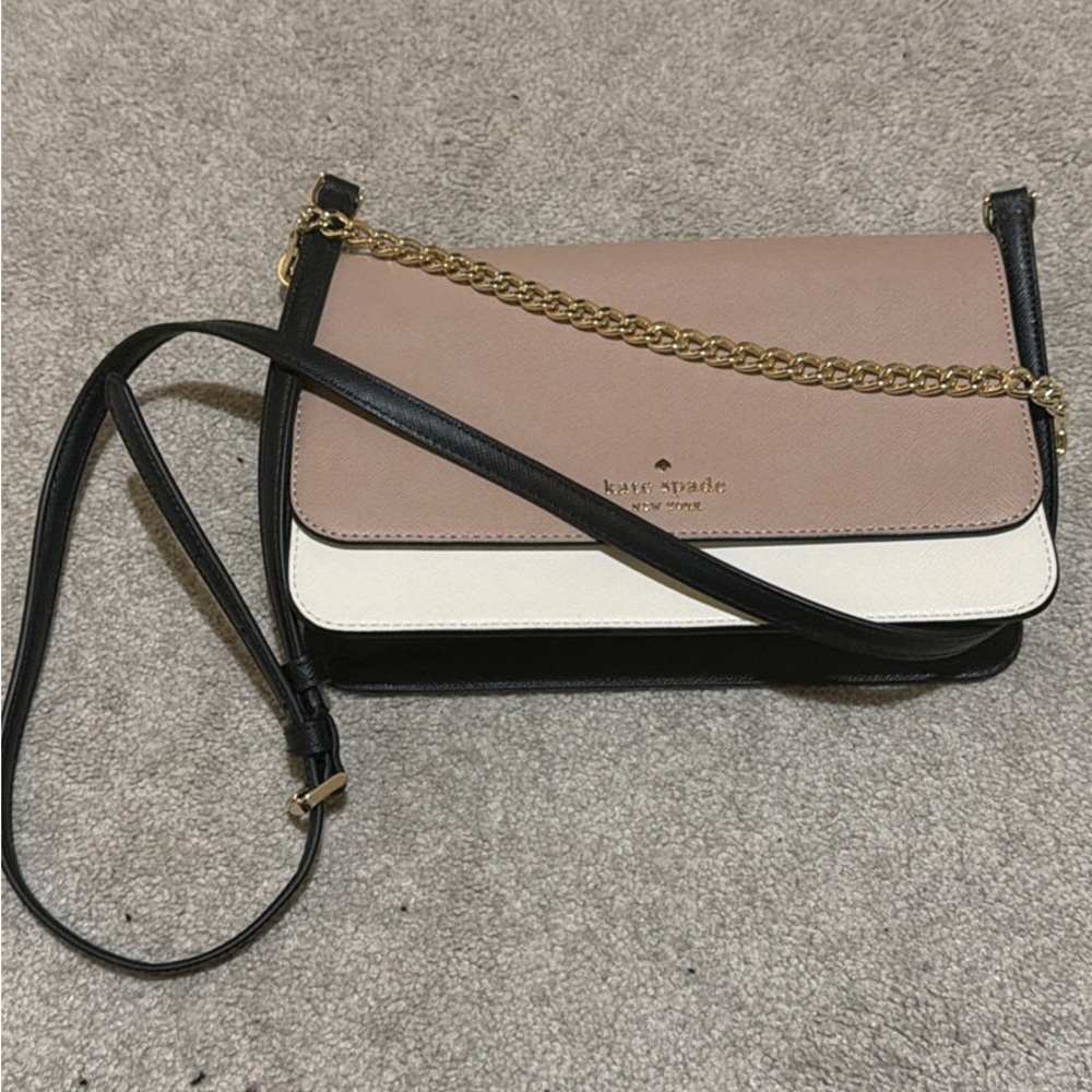 Kate Spade Tan, Cream, and Black Crossbody Bag